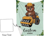 Personalized Baby Crib Bedding Set, Custom Name Bear Road Roller Theme Nursery Bedding Set 3 Pcs, Baby Blanket Fitted Crib Sheet Changing Pad Cover, Personalized Nursery Decor Gift for Newborns Boys