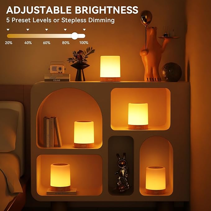 Night Light for Kids Baby, Dimmable Touch Lamp for Nursery, 11 RGB Colors 5 Brightness, Portable Rechargeable Bedside Table Lamp for Nightstand, Kids Night Light for Bedroom Living Room