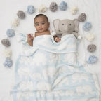 Living Textiles Chenille Baby Blanket - Blue Elephant Ultra Soft, Thick, and Versatile | Warm Blanket for Newborns, Throw Blanket for Crib, Stroller Cover | Perfect Baby Gift 40 x 30 inches