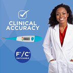 Healthwise Digital Thermometer | 10-Second Readout | Feverline Indicator | Flexible Tip | Hygienic Water-Resistant Easy Cleaning | Storage Case + Probe Covers Included