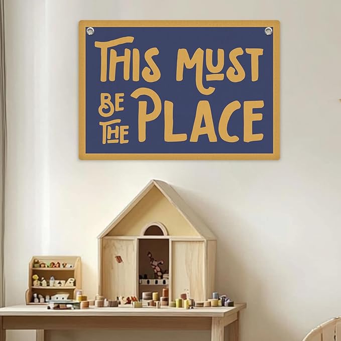 This Must Be The Place Banner, Trendy Retro Wall Hanging, Inspirational Wall Decor, Nostalgic Banner Flag, Wall Flag Living Room Bedroom Office Apartment Gallery Decor, Banner for Room
