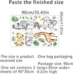 Watercolor Jungle Animal Decals - Forest Safari Elephant Tiger Giraffe Stickers for Baby Nursery, Playroom, Bedroom, Classroom, Kindergarten Wall Decor