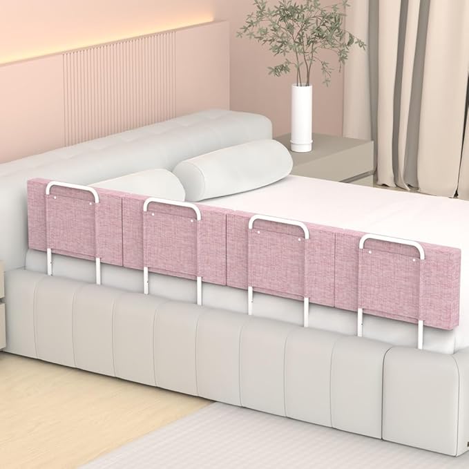 Bed Rail, Bed Rail for Toddlers, Kid, Adult, 78.7" Bed Side Rails for Full, Queen, King, Twin, Bunk, Dorm Beds to Prevent Falls, Bed Rails Can be Flexibly Combined, Easy Installation (Pink, 4 Packs)