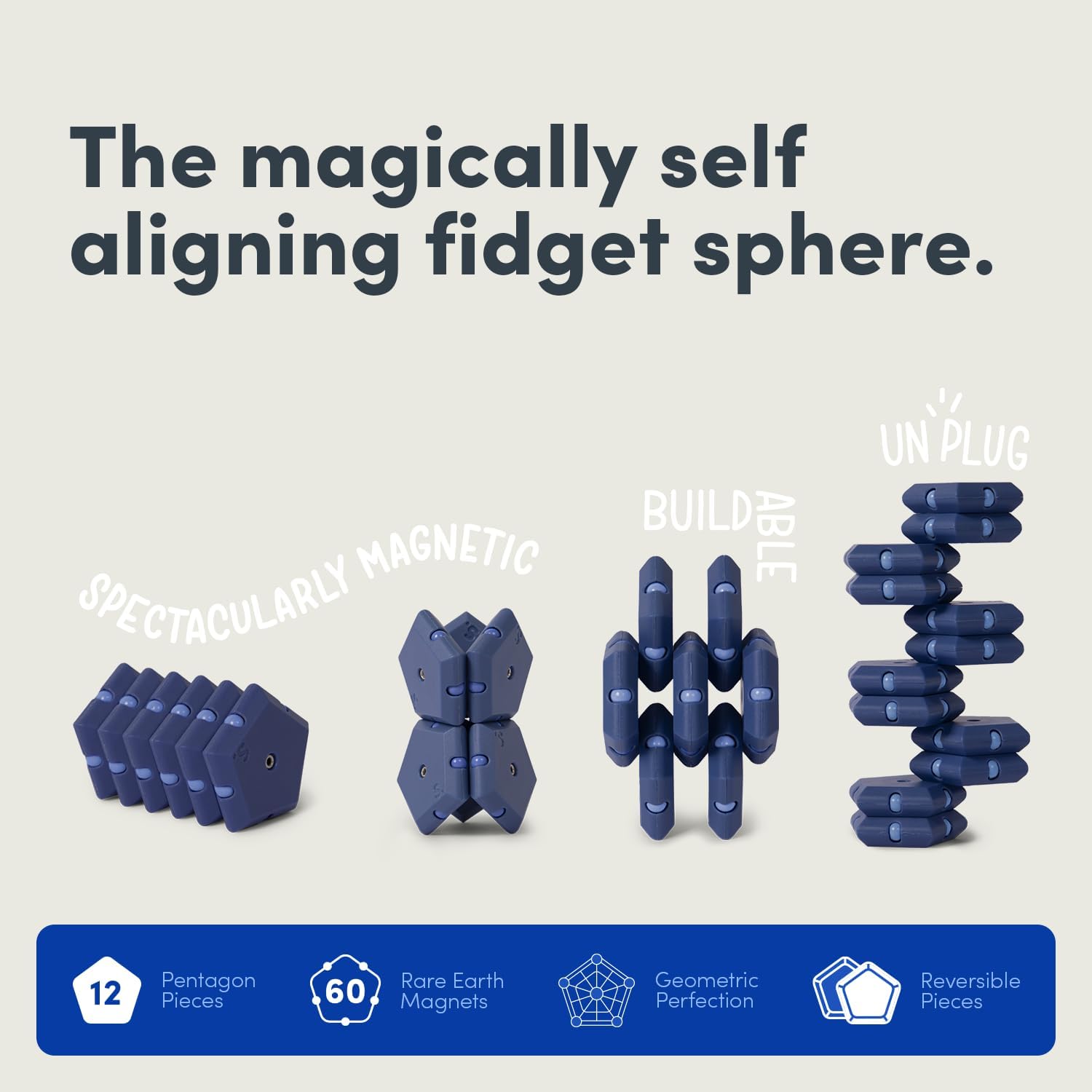 Speks Geode Matte Pentagons Magnetic Fidget Toy for Adults | Quiet Sensory Toy for Stress Relief & Anxiety, Office Desk Toy & Top Gadget Gift Idea | Space Cadet, 12-Piece Set