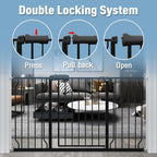 ALLAIBB Extra Wide Pressure Mount Baby Gate Auto Close Black Metal Child Dog Pet Safety Gates with Walk Through for Stairs,Doorways,Kitchen and Living Room (62.20-71.26"/158-181cm)