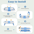 Foldable Baby Bathtub, Lightweight Bathtub for Infants to Toddlers with Soft Cushion & Thermometer, Portable Baby Tub Newborn to Toddler 0-24 Months(Blue)