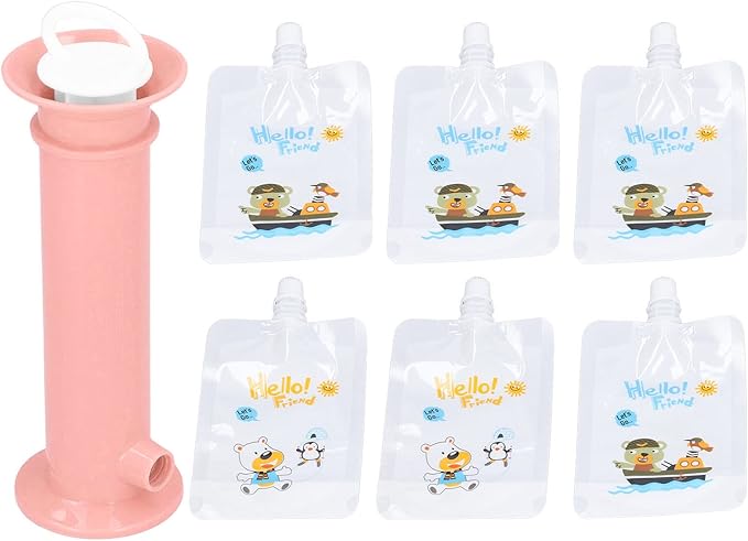 7-Piece Baby Food Maker Set with Reusable Pouches, Fruit Puree Filler, Storage Container & 6.5-Inch Filler for Toddlers - Complete Homemade Baby Food Preparation Kit for Infants and Toddlers