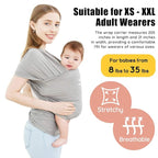Acrabros Baby Wrap Carrier,Hands Free Baby Carrier Sling,Lightweight,Breathable,Softness,Perfect for Newborn Infants and Babies Shower Gift,Grey
