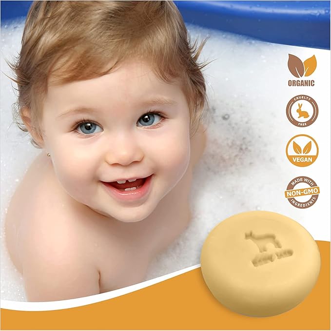Relaxcation Organic Baby Soap Bars with Goat Milk and Honey - Naturally Cold Processed from Organic Ingredients - Handmade in USA Ideal fro Newborns, babys, Kids and Adults (Pack of 6)