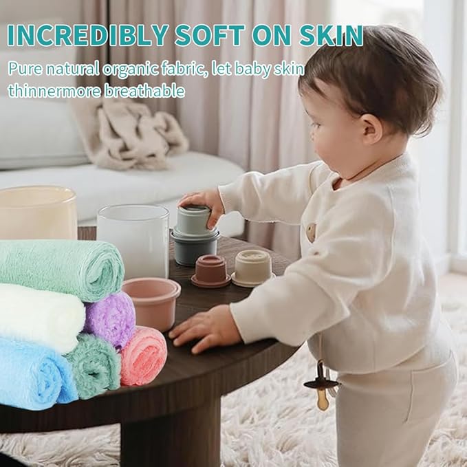 20 Pack 10x10 Inches Microfiber Coral Fleece Baby Washcloths,Extra Absorbent,Soft Wash Clothes,Bath Face Towel for Newborn,Infant and Toddlers (Muticolor)