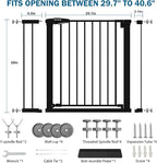 Baby Gate for Stairs, 29.7-40.6" Pressure Mounted Dog Gate, Auto Close Safety Gate for Children & Pets, Easy Install Pet Gate with Walk Thru Door for Doorways & Hallways, No Drilling, Dual-Lock Design