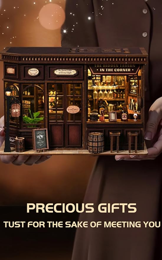 Lannso DIY Dollhouse Miniature Kit, Doll House Kit, Mini Handmade Wooden Dollhouse Toys for Adult Gift (AWO3-001)