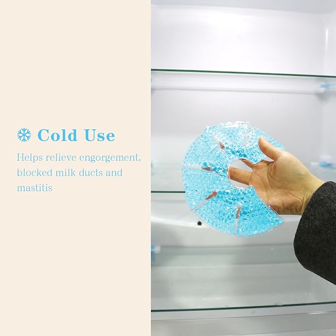 Hot/Cold Breast Gel Bead Ice Packs Breast Cooling/Heat Pads Relief for Breastfeeding, Nursing Pain, Mastitis, Engorgement, Swelling, Plugged Ducts | Boost Milk Let-Down & Production,2 Pack (Blue)