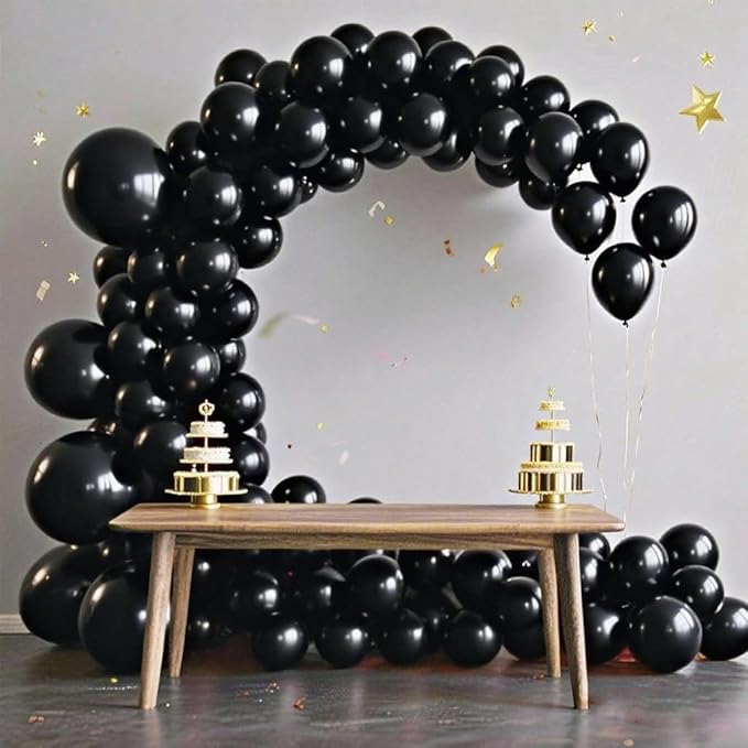 140pcs Black Round Balloons Different Sizes 18 12 10 5 Inch Latex Balloons for Arch Decoration Party Balloon Kit for Graduation Birthday Party Wedding Balloon Baby Shower Decoration
