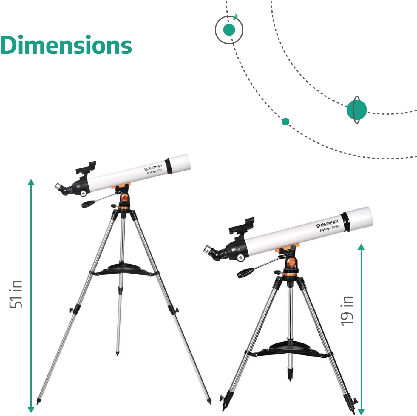 Slokey Discover The World Skyways 70070 Astronomy Telescope 28x-210x with 70mm objective lens diameter and Precise Manual Focusing Equipped with a Reflex Finderscope - 700 x 70 mm