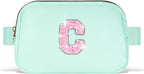 Fanny Pack Belt Bag Crossbody Bags with Initials Letter Patch Trendy Stuff for Teens Cute Stuff Birthday Gifts for Teenager Girls | Light Green,Initial C