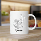 Customized Name Raccoon Coffee Mug Gift For Raccoons Lover Birthday Christmas, Personalized Raccoons Accent Coffee Cup, Raccoon Teacup Gift For Grandson Granddaughter Kids, Animal White Mug 11 15Oz