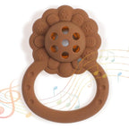 Rattle Teether, Lion Shape Montessori Baby Sensory Teething Toys, Food Grade Silicone BPA Free, Newborn Essentials Must Haves (Daffodil Clay)