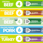 Mission Meats Variety Pack with Certified Organic Beef, Grass Fed, Free Range Turkey, and Cracked Pepper Pork – Gluten & Sugar Free, Whole 30 & Paleo Friendly, Delicious and Family Friendly (24 Count)