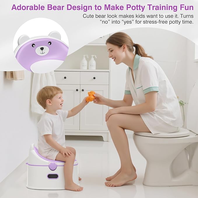 3-in-1 Toddler Potty Training Toilet for Boys & Girls - Convertible Potty Chair with Step Stool for Toddlers 1-3, Anti-Slip Design Toddler Toilet Seat - Removable & Easy to Clean