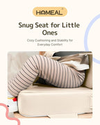 HOMEAL Toddler Booster Seat for Dining Table, Adjustable Kids Breathable Booster Seat for Kitchen, Beige