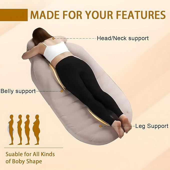 Inflatable Pregnancy Sleep Pillow: for Stomach Sleeping Full Body Mattress with Belly Hole Maternity Airbed for Pregnant Women Pregnancy Rest,Back & Hip Pressure Relief