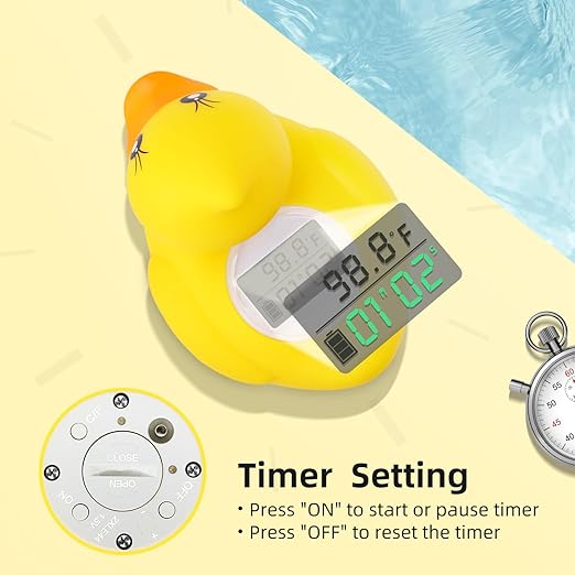 Baby Bath Tub Water Thermometer - Digital Temperature Monitor & Room Thermometer, Duck Floating Toy for Infant Toddler Bathtub Pool with Temperature Warning