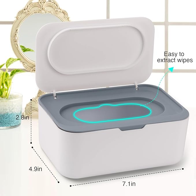 Baby Wipes Dispenser, Wipe Holder for Baby & Adult,Keeps Wet Tissue Fresh, Non-Slip Wipes Case,Easy Open & Close， Flushable Wipe Container with Sealing Design Lid