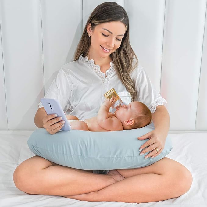 Nursing Pillow with 2 Covers, Feeding Pillows for Breastfeeding, Baby Nursing Pillow, Machine Washable