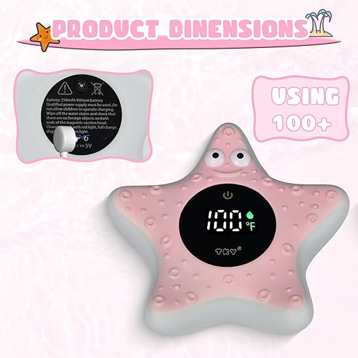 TKY Baby Bath Thermometer with Floating Toys - Digital Water & Room Temperature Monitor, Rechargeable Thermometer with Alerts for Newborn Bath Essentials, Infant Safety