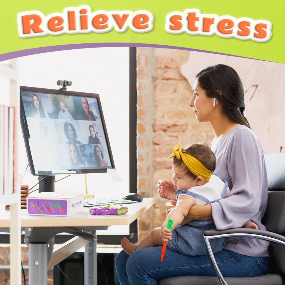 10 PCS Fidget Toy Set, with Fidget Gun and Fidget Knife,Fun Fidget Toys for Adults and Kids,Sensory Toys for Kids with Autism, ADHD, Anxiety Relief (10 Pcs Purple Set)