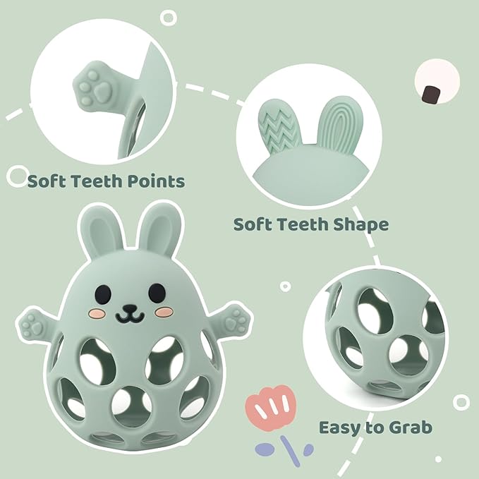 Baby High Chair Suction Toys Teething Chew - Baby Teething Toys Silicone Teethers Table Toys, Food Grade Silicon for 6 12 18 Months (GreenDGreen)