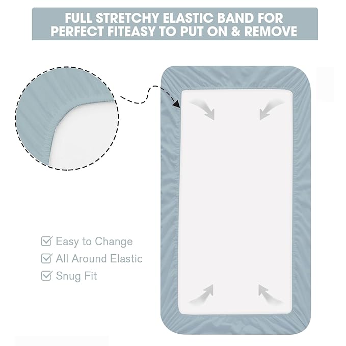 Bimocosy Crib Sheets for Boys Girls, Fitted Crib Sheet 4 Pack for Standard Crib and Toddler Mattresses, Super Soft Breathable Microfiber Baby Sheet 28x52x8in, Wetland Birds/Squirrel/Mauve/Fog Blue