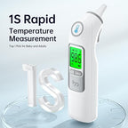 Ear Thermometer, Highly Accurate Ear Thermometer for Kids, Adults and Babies, 30 Memory Recall, 1s Result and 3-Color Fever Alert, with 24 Disposable Probe Covers, Gray