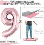 GOER Rose Gold Foil Balloons Number 9,Huge Number Balloons for 9th Birthday Party Supplies Anniversary Decorations(3 pcs,42 inch,32 inc,16inch)