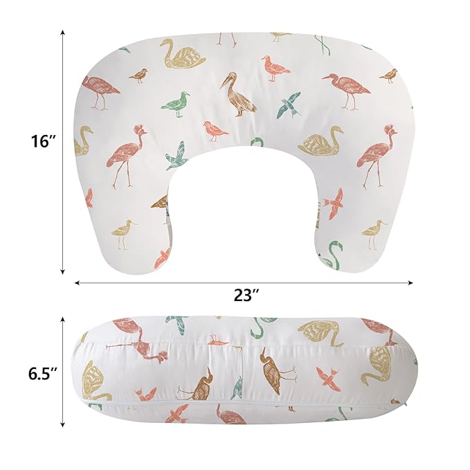 Little Grape Land Nursing Pillow, Breast Feeding Pillows for Mom, Birds Soft Cover with Breathable Filling, Feeding Support Pillow for 0-12 Months, Multifunctional Support Cushion for Travel