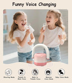 EWA Portable Mini Metal Karaoke Machine, Bluetooth Karaoke Speaker with 2 Wireless Microphones, Ideal Gifts for Girls Boys Family Home Party Birthday Christmas Toys Gifts-(Pink)