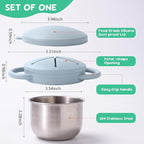 1 Pack Snack Containers for Toddlers, 3-in-1 Stainless Steel Toddler Snack Cups with Removable Silicone Food Catcher & Travel Lids, No-Spill Snack Container for Baby Self-feeding