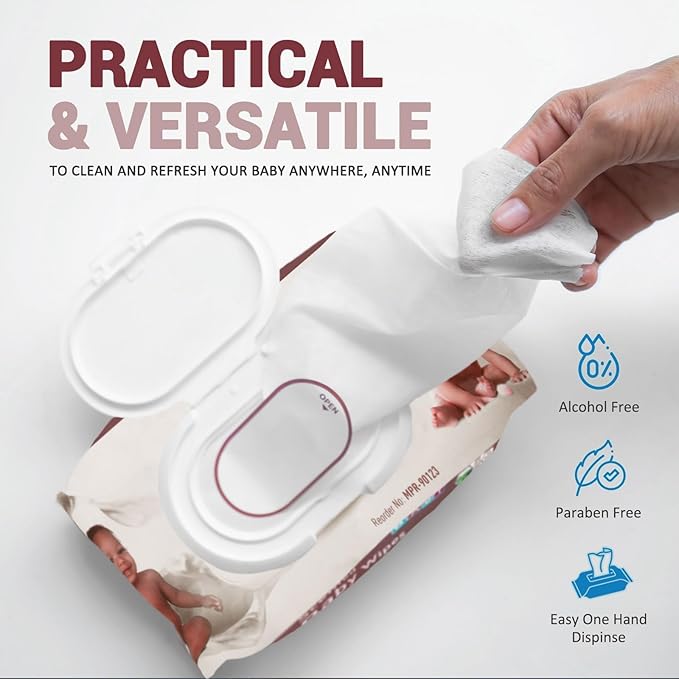 MED PRIDE Unscented Baby Wipes Bulk, 12 X 80 Ct =960 Wipes Total, Alcohol-Free, Aloe Vera & Vitamin E, Extra Soft & Strong, Paraben-Free, Non-Irritating