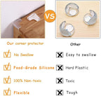 Food-Graded Silicone Clear Corner Protectors, Baby Proofing Table Edge Guards, Pre-Tapep Adhesive Soft for Kids Child Safety Proof, Cabinets Counter Furniture Bumpers (12, 3/5x3/5 in (Width))