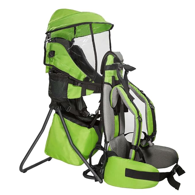 ClevrPlus Cross Country Baby Backpack Carrier, Green, Toddler Hiking Backpack with Comfortable Seat, Adjustable Straps & Belt, Foldable Frame Lightweight Large Capacity Child Carrier for Outdoor