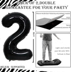 GOER Black Foil Balloons Number 2,Huge Number Balloons for 2nd Birthday Party Supplies Anniversary Decorations (3 pcs,42 inch,32 inch,16inch)
