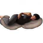 Boppy Total Body Pregnancy Pillow with Organic Cotton, Easy-on Removable Cover in Biscuit for Full-Body Support, Body Pillow for Pregnancy and Postpartum Positioning