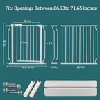 ALLAIBB Extra Wide Pressure Mounted Baby Gate Walk Through Child Kids Safety Toddler Tension White Long Large Pet Dog Gates with Extension for doorways Kitchen (66.93"-71.65"/170-182cm)