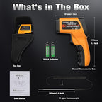 Dual-Mode Infrared Thermometer Gun，-58°F to 1472°F Laser Temp Gun, -58°F to 572°F K‑Type Probe with Humidity Display, 12:1 D:S