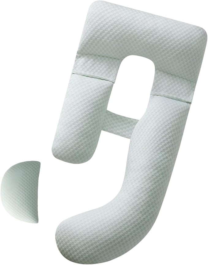 Pregnancy Pillow for Sleeping, Full Body Maternity Pillow with Removable Cover, Detachable U-Shape Pregnancy Body Pillow Support for Head, Back, Neck, Legs, HIPS, Belly for Side Sleeper, Green