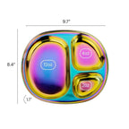 Ahimsa Stainless Steel Plates for Kids - Divided Plates for Toddlers, Pediatrician Designed, Non Toxic Toddler Plate, BPA Free & Dishwasher Safe (Rainbow Set of 4)