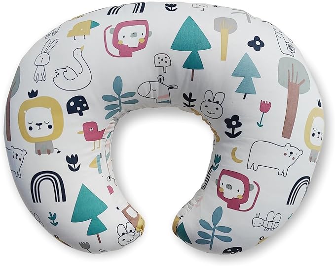 Nursing Pillow, Ergonomic Support Breastfeeding Pillow for Easier Breast Feeding and Bottle Feeding, Baby Feeding Pillow with Machine Washable Cotton Cover (Cartoon)