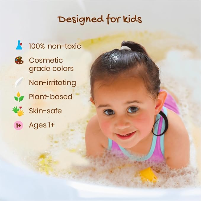 Honeysticks Kids Bubble Bath 3 Pk (Blue, Red, Yellow): Non-Toxic, Plant Based, Non Irritating - Changes Water Color and Creates Super Foaming Bath Bubbles - Safe for Toddlers 1-3, Kids 4-8, Bath Toys