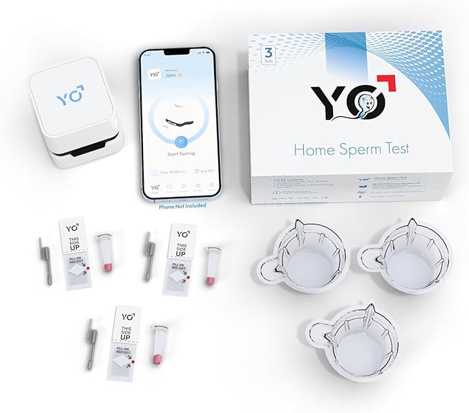 YO Home Sperm Test | #1 FDA Cleared Home Semen Analysis | Tests Sperm Concentration, Motility, Progressive Motility, and More with 97% Accuracy | No Mail-in or Lab Visit | Includes 3 Tests